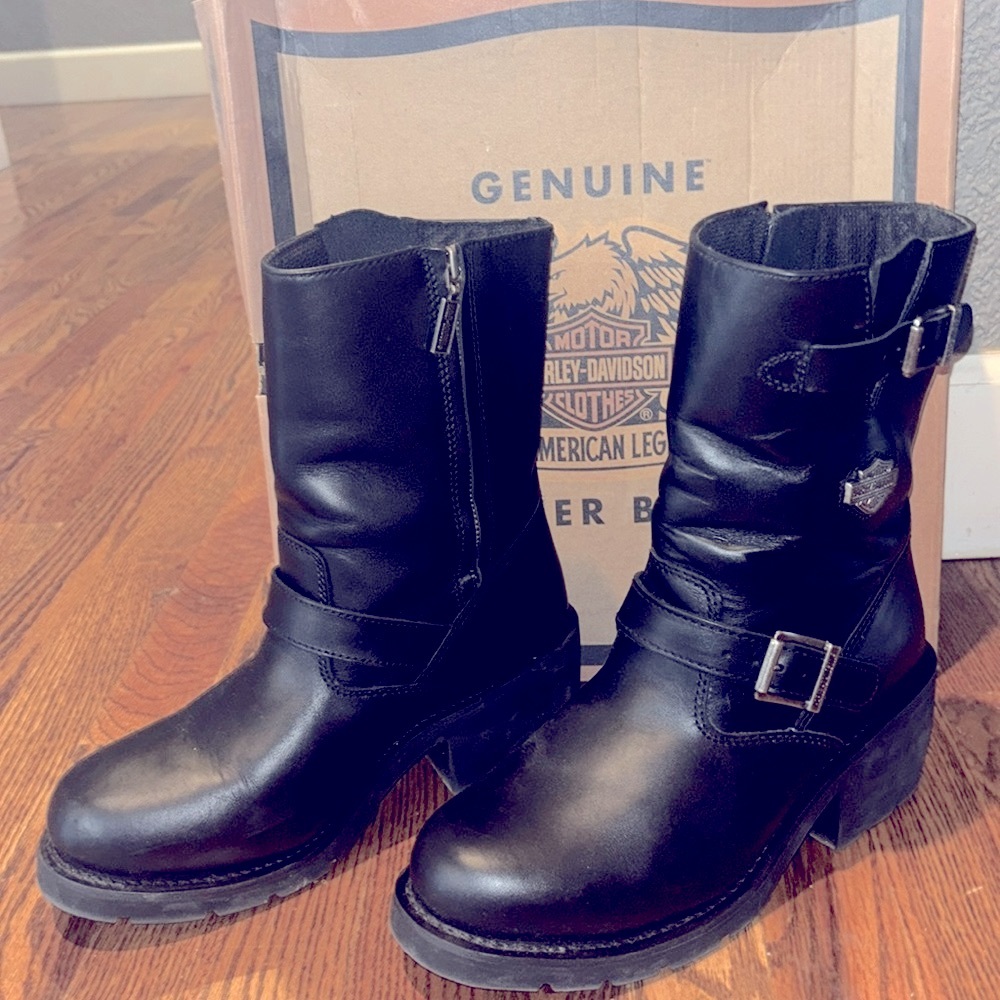 hanley leather tall moto boots